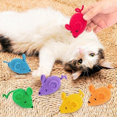 6 Woolen Yarn Crochet Mouse Catnip Toys for Indoor Cats