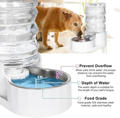 8L Pet Waterer Gravity Stainless Steel Water Dispenser