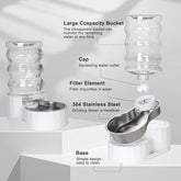 8L Pet Waterer Gravity Stainless Steel Water Dispenser