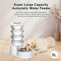 8L Pet Waterer Gravity Stainless Steel Water Dispenser