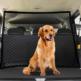Adjustable Dual Layer Pet Travel Safety Barrier Net with Bungee Cords and Metal Hooks