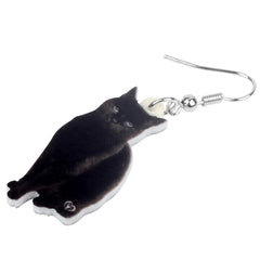 Black Cat Drop Dangle Earrings