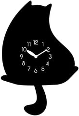 Cartoon-Style Cat-Shaped Pendulum Wall Clock