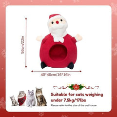 Cat Cave Cute Santa Claus with Warm Cushions