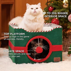 Cat House with Fluffy Ball Hanging