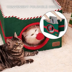 Cat House with Fluffy Ball Hanging