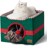 Cat House with Fluffy Ball Hanging