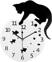 Cat on Clock Living Room Mirror 3D Wall Design