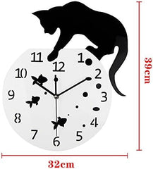 Cat on Clock Living Room Mirror 3D Wall Design