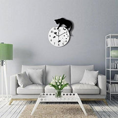 Cat on Clock Living Room Mirror 3D Wall Design