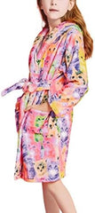 Cat Print Girls Bathrobes Kids Hooded Robes