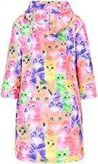 Cat Print Girls Bathrobes Kids Hooded Robes