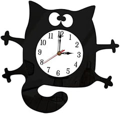 Cat Shaped Wall Clock Non-Ticking Battery Operated Art Clock