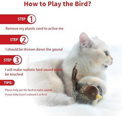 Chirping Bird Cat Toys Realistic Bird Plush Toy