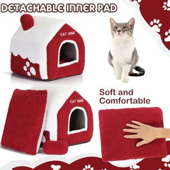 Christmas Cat Bed Cave Nest House