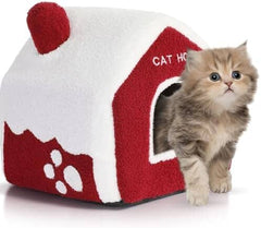Christmas Cat Bed Cave Nest House