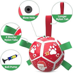 Christmas Dog Toys Soccer Ball with Straps