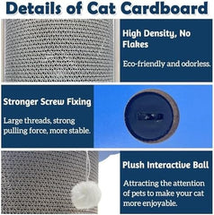 Corner Vertical Kitty Scratch Board with Hanging Ball