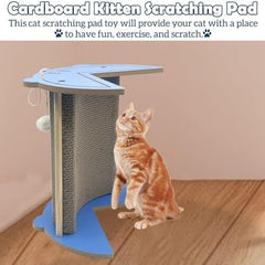 Corner Vertical Kitty Scratch Board with Hanging Ball