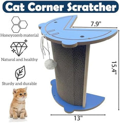 Corner Vertical Kitty Scratch Board with Hanging Ball