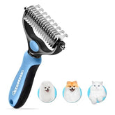 Dematting Comb with Extra Wide Double-Sided Stainless Steel Teeth for Detangling