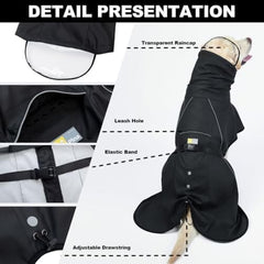 Dog Poncho with Reflective Strap and Transparent Hat Brim (Medium)