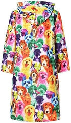 Dog Print Girls Bathrobes Kids Hooded Robes