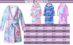 Dog Print Girls Bathrobes Kids Hooded Robes