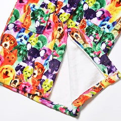 Dog Print Girls Bathrobes Kids Hooded Robes