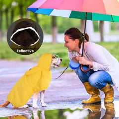 Dog Rain Coat Poncho with Reflective Storage Pocket & Rim (Yellow, M)
