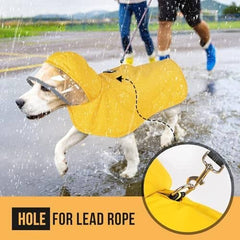 Dog Rain Coat Poncho with Reflective Storage Pocket & Rim (Yellow, M)