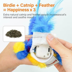 Electric Simulated Chirping Bird Interactive Cat Toy with Flappy Wings
