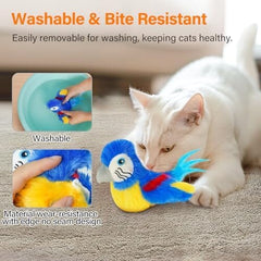 Electric Simulated Chirping Bird Interactive Cat Toy with Flappy Wings