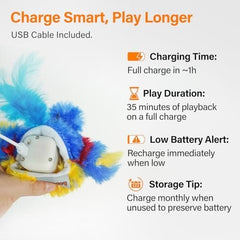 Electric Simulated Chirping Bird Interactive Cat Toy with Flappy Wings