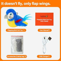 Electric Simulated Chirping Bird Interactive Cat Toy with Flappy Wings