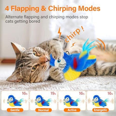 Electric Simulated Chirping Bird Interactive Cat Toy with Flappy Wings