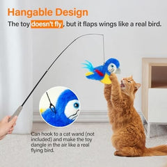 Electric Simulated Chirping Bird Interactive Cat Toy with Flappy Wings