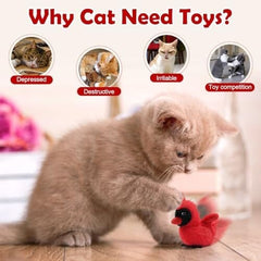 Flapping Bird Cat Toy with Lifelike Bird Chirp