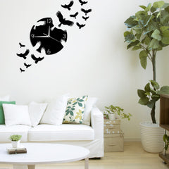 Flying Swallows Decorative Wall Art Hanging Clock Watch Flock of Birds Flew Away Wall Clock