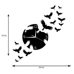 Flying Swallows Decorative Wall Art Hanging Clock Watch Flock of Birds Flew Away Wall Clock