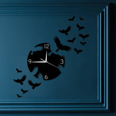 Flying Swallows Decorative Wall Art Hanging Clock Watch Flock of Birds Flew Away Wall Clock