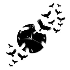 Flying Swallows Decorative Wall Art Hanging Clock Watch Flock of Birds Flew Away Wall Clock
