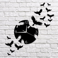 Flying Swallows Decorative Wall Art Hanging Clock Watch Flock of Birds Flew Away Wall Clock