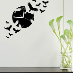 Flying Swallows Decorative Wall Art Hanging Clock Watch Flock of Birds Flew Away Wall Clock