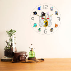 Fortune Cat Cartoon Wall Clock Beckoning Cat Quiet Sweep Wall Watch