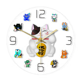 Fortune Cat Cartoon Wall Clock Beckoning Cat Quiet Sweep Wall Watch