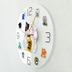 Fortune Cat Cartoon Wall Clock Beckoning Cat Quiet Sweep Wall Watch