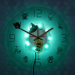 Fortune Cat Cartoon Wall Clock Beckoning Cat Quiet Sweep Wall Watch