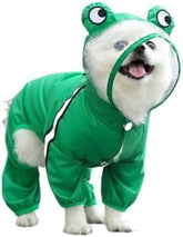 Frog Design Dog Raincoat with Hood and Leash Hole