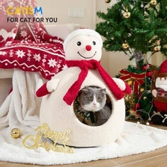 Funny Teddy Fleece Cat Bed Cave for Pets